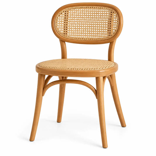 Silla con respaldo con detalles de entramado, marrón