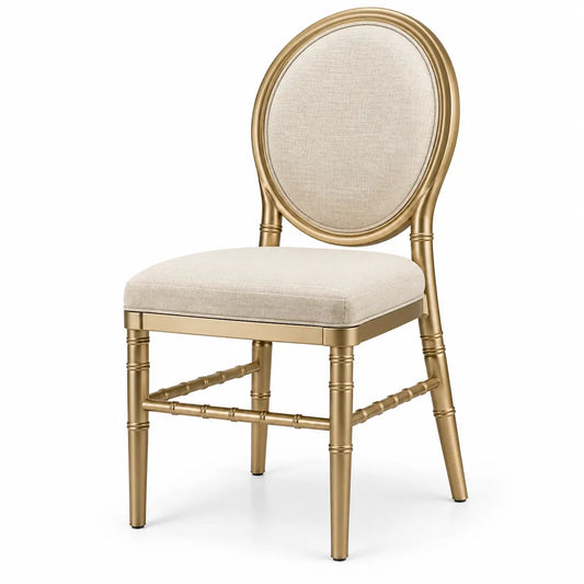 Silla con respaldo de contorno redondeado, beige y marrón